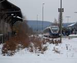 Dieser Talent von der NWB, als RB 84  Eggebahn  von Holzminden nach Paderborn Hbf, stand am 5.2.10 im Bahnhof (Haltepunkt) Bad Driburg und wartete auf Weiterfahrt.