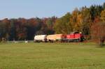 294 903-3 durchfhrt mit ihrer bergabe von Paderborn nach Herste Awanst die herbstliche Landschaft kurz vor Erreichen des Ziels, 22.10.2012.