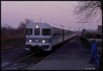634613 hält am 9.2.1990 um 17.30 Uhr als Zug 7008 nach Gronau in Altenberge.