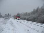 Die Baumbergebahn von Coesfeld nach Mnster fhrt aus der Kreisstadt Coesfeld heraus und wird in krze Hhenrcken der Baumberge erreichen. 17.12.2010