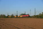 252 535 unterwegs mit dem leeren Stolberger aus Hamburg auf der Fahrt in Richtung Aachen am 19.4.20 kurz hinter dem Halterner Bahnhhof