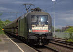 182 514-0 von MRCE/NIAG kommt mit einem Kohlenleerzug aus Heilbronn(D) nach Moers(Gbf)(D)  und kommt aus Richtung Duisburg-Hochfeld-Süd und fährt durch Duisburg-Rheinhausen-Ost in Richtung