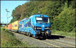EGP 192104 f�hrt hier am 18.09.2026 um 10.18 Uhr mit einem Container Zug durch den Haltepunkt B�sensell in Richtung M�nster.