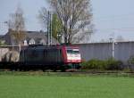 Die Crossrail Lok 185 591-5 am Knast(JVA) in Anrath. 10.4.2011