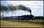 503655 von Eisenbahn Tradition ist hier am 13.7.2003 bei Neuenbeken mit einem Sonderzug unterwegs zum Viadukt Fest in Altenbeken.