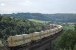 WLE 23 berquerte am 29.07.2010 mit dem Bierzug von Grobeeren nach Warstein Brauereibahnhof den Bekeviadukt in Altenbeken.