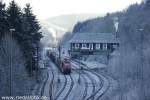 Gterzug nach Hagen-Vorhalle wartet im Bahnhof Brgge/Westf.