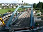 Verschiebung der neuen Eisenbahn Brcke in Freienohl.