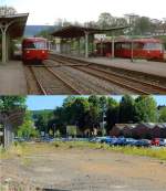 Der Bahnhof Olpe am 03.09.1978 und am 06.07.2015.