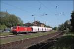 Das w�re doch ein sch�ner Zug f�r die 185 152 gewesen: 185 282 (9180 6 185 282-1 D-DB) bringt einen Kalkzug von Schwerte(Ruhr) zur�ck nach Hagen. (10.05.2008)

