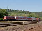 Scheuerfeld/Sieg am 30.05.2011: RE 09 Rhein-Sieg-Express (Aachen-Kln-Siegen) fhrt mit Zug-und Schublok Richtung Betzdorf.