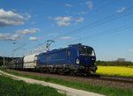 MGW Service Vectron 193 845 am 04.05.16 bei Walluf mit GATX Kohlewagen 