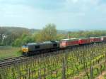 DLC Class 66 mit dem TEC 41963 von Rotterdam Maasvlakte nach Wels Vbf CCT, bei Erbach (Rheingau); 24.04.2008