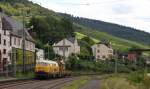 218 287-5 mit einem Schienenkran in Lorch 2.8.12