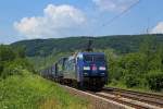 Am Mittag des 6.7.2013 gab es was blaues in Osterspai zu sehen in Form der 152 135 mit Klv-Zug am Haken