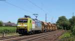 152 005-5   Claas  mit einem Schotterzug bei Geisenheim 1.8.13