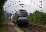 182 599-1 und eine 182er beide von MRCE/NIAG kommen mit einem Kohlenzug aus Mores-Gbf(D) nach Heilbronn(D) und kammen aus Richtung