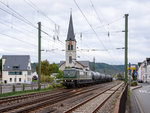 151 119 der BayernBahn mit dem DGS 69300 bei der Durchfahrt von Boppard HBF in Richtung Koblenz am 4.10.2016.