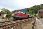 Museumseisenbahn Hamm V200 033 mit Sonderzug beim Dampfspektakel in Kordel Bahnhof mit einen Sonderzug am 28.04.18