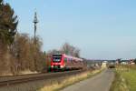 DB 620 036 hat als RB 24 nach Kall den Bahnhof Weilerswist verlassen am 28.02.2015.