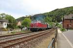 Museumseisenbahn Hamm V200 033 mit Sonderzug beim Dampfspektakel in Kordel Bahnhof mit einen Sonderzug am 28.04.18