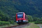 Am 3.9.16 fuhr 622 006 als RB 30 nach Ahrbrück.

Mayschoss 03.09.2016
