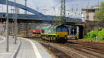 Die Class 66 V266/PB10 von der Rurtalbahn-Cargo kommt als Lokzug aus Aachen-West nach Düren-Hbf und kommt aus Richtung Aachen-West,Aachen-Schanz und fährt durch Aachen-Hbf in Richtung