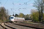 Der ICE  Arnhem  der NS auf der Fahrt von Frankfurt nach Bruxelles-Midi, hier aufgenommen im Gleisbogen vor dem Hbf. Eschweiler. Das Bild entstand am 18/04/2015 vom Bahnsteig aus.