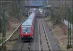 RE10429 mit Schublok 111 016 bei der Ausfahrt von bach-Palenberg 7.3.2009