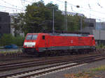 Ein Nachschuss von der 189 077-1 DB sie fährt als Lokzug aus Aachen-West nach Stolberg-Hbf  bei der Ausfahrt aus Aachen-West und fährt in Richtung