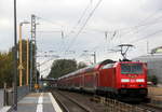 Ein Nachschuss von 146 263 DB  schiebt den RE1 von Aachen-Hbf nach Hamm-Westfalen fuhr als Umleiter durch Kohlscheid in Richtung Herzogenrath,Mönchengladbach.