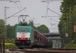 2820 der COBRA mit einem gemischten Gterzug aus Richtung Mnchengladbach kommend nach Aachen-West und weiter nach Montzen am Km 25.6 kurz hinter Geilenkirchen, 19.5.10