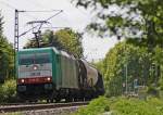 2809 mit einem G�terzug Richtung M�nchengladbach am Km 25.4 zwischen �bach-Palenberg und Geilenkirchen, 19.5.10
