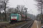 2828 der Cobra mit einem Kohlzug aus Montzen (B) kommend Richtung Ruhrgebiet bei der Durchfahrt in Kohlscheid, 20.2.11