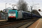 Die Cobra 2814 kommt durch Kohlscheid  als Umleiter mit einem Autozug aus Richtung Herzogenrath und f�hrt die Kohlscheider-Rampe hoch nach Aachen-West am 30.3.2012.