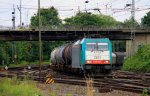 Die Cobra 2831 kommt mit einem gemischten G�terzug aus K�ln-Gremberg nach Antwerpen-Noord(B) und f�hrt in Aachen-West ein bei der Abendsonne am 23.6.2012.