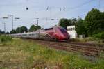 Aus Düsseldorf kommend ist der Thalys 4304 am Abend des 12.7.2015 durch Rheydt Hbf gefahren auf seinem Weg nach Paris.