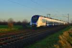 Im Streiflicht des Freitagnachmittags kommt dieser NX-Hamster Nr. 861 als RE7 bei Allerheiligen nach Krefeld Hbf am Fotografen vorbei gefahren.8.1.2016