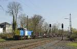 Dieselpower in Ratingen-Lintorf: Für Captrain NL ist diese Vossloh G1206 (92 84 2275 715-5 NL-CCW) im Einsatz, die am 05.04.2023 Lintorf in Richtung Norden durchfährt