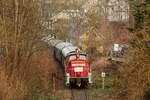 135 Jahre Wuppertalbahn mit 363 826-9 auf der Wupperschiene in Beyenburg, Februar 2025.