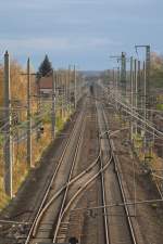 Blick von der Engelsdorfer Brücke gen Osten auf die Strecke Leipzig - Dresden  09.11.2013 09:06 Uhr.