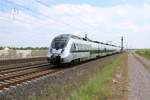 Nachschuss auf 1442 705 und 1442 200 (Bombardier Talent 2) der S-Bahn Mitteldeutschland als S 37341 (S3) von Halle(Saale)Hbf nach Geithain, die bei Benndorf auf der Bahnstrecke Magdeburg–Leipzig