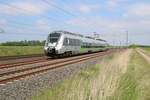 1442 126 (Bombardier Talent 2) der S-Bahn Mitteldeutschland als verspätete S 37338 (S3) von Borna (Leipzig) nach Halle-Trotha fährt bei Benndorf auf der Bahnstrecke Magdeburg–Leipzig (KBS 340). [25.5.2017 - 15:10 Uhr]