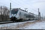 1442 601 und 1442 627 (Bombardier Talent 2) der S-Bahn Mitteldeutschland (DB Regio Südost) als S 37320 (S3) von Leipzig-Connewitz nach Halle-Trotha fahren bei Kanena-Bruckdorf auf der Bahnstrecke