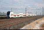 DBpbzfa 668.2 mit Schublok 146 574-9 DB als IC 2038 (Linie 56) von Leipzig Hbf nach Emden Hbf fährt bei Benndorf auf der Bahnstrecke Magdeburg–Leipzig (KBS 340). Bild durchlief die Selbstfreischaltung. [4.2.2018 | 11:57 Uhr]