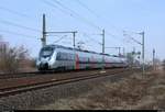 Nachschuss auf 1442 804 (Bombardier Talent 2) von DB Regio Südost als umgeleiteter RE 16111 (RE13) von Magdeburg Hbf nach Leipzig Hbf, der in Halle-Kanena auf der Bahnstrecke