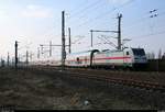 Nachschuss auf 145 555-8 DB als IC 2444 (Linie 55) von Dresden Hbf nach Köln Hbf, der in Halle-Kanena auf der Bahnstrecke Magdeburg–Leipzig (KBS 340) fährt.