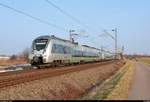 1442 618 und 1442 111 (Bombardier Talent 2) der S-Bahn Mitteldeutschland (DB Regio Südost) als S 37354 (S3) von Leipzig-Connewitz nach Halle(Saale)Hbf fahren in Schkeuditz West auf der