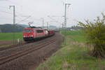155 222-3 mit dem EZ 51724 von Nürnberg Rbf nach Leipzig Engelsdorf bei Feilitzsch, 10.04.2017