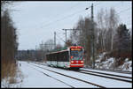 Der Citylink 434 (Citybahn Chemnitz, NVR: 95 80 0690 434-5 D-CB) am 06.01.2026 als Zug C15 Chemnitz Hbf - Hainichen in Niederwiesa.